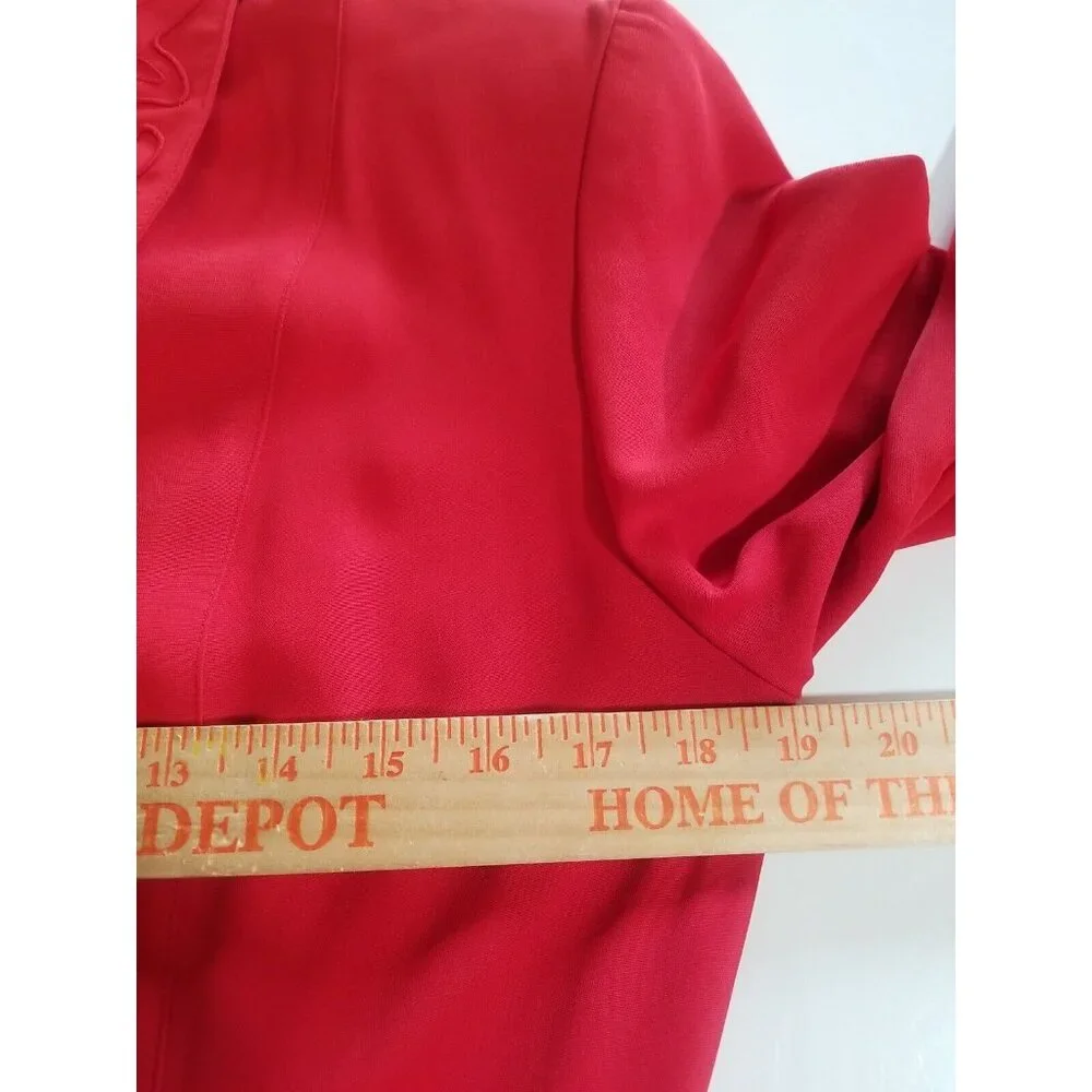 Howard Wolf Maxi Dress 12 Detachable Vest Long Sleeve Trim Buttons Red Vintage - Picture 9 of 15